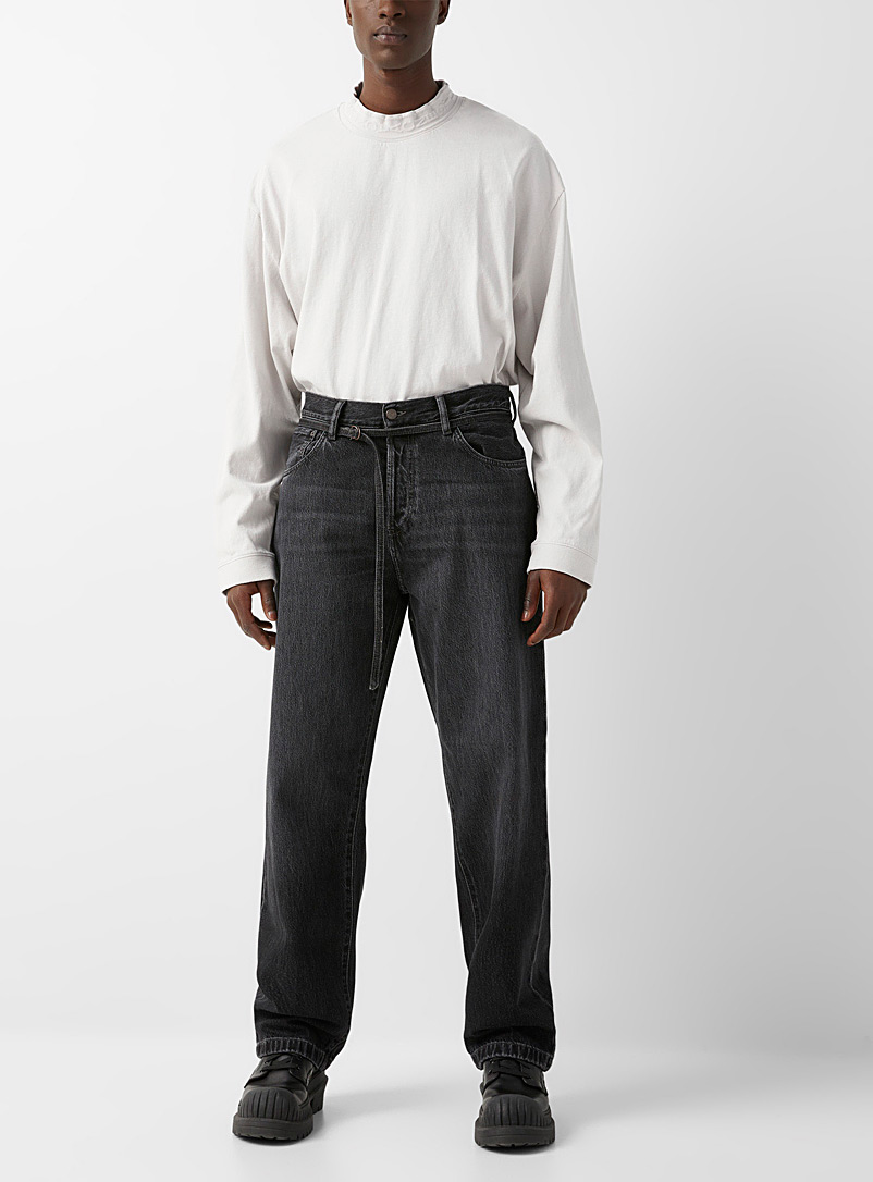 Acne Studios: Le jean noir ample fine ceinture Noir pour homme