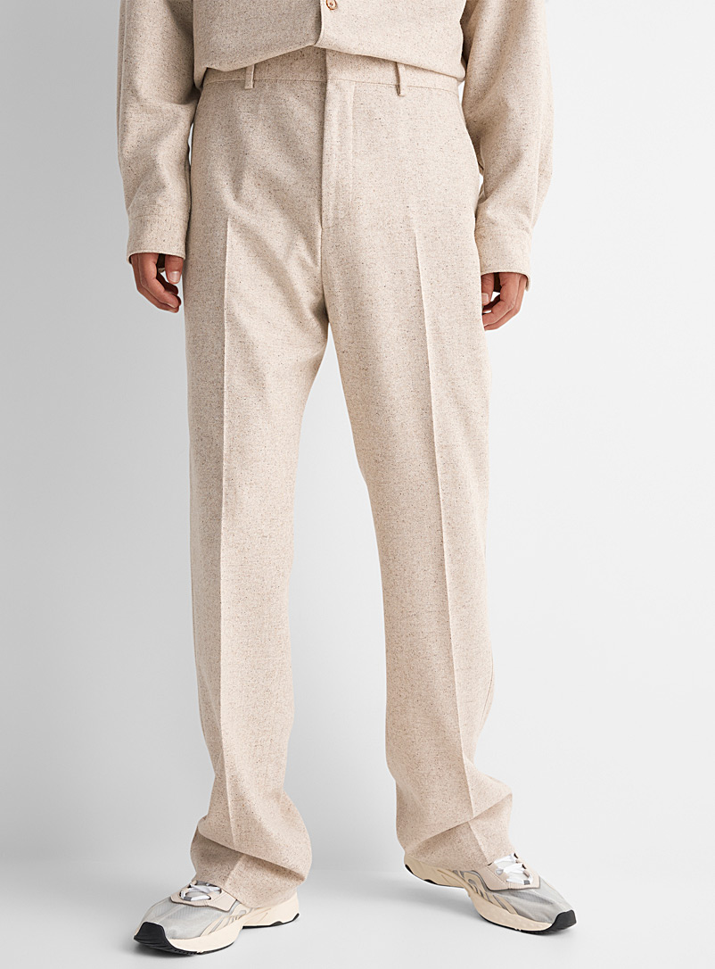 Acne Studios Cream Beige Speckled weave pants for men