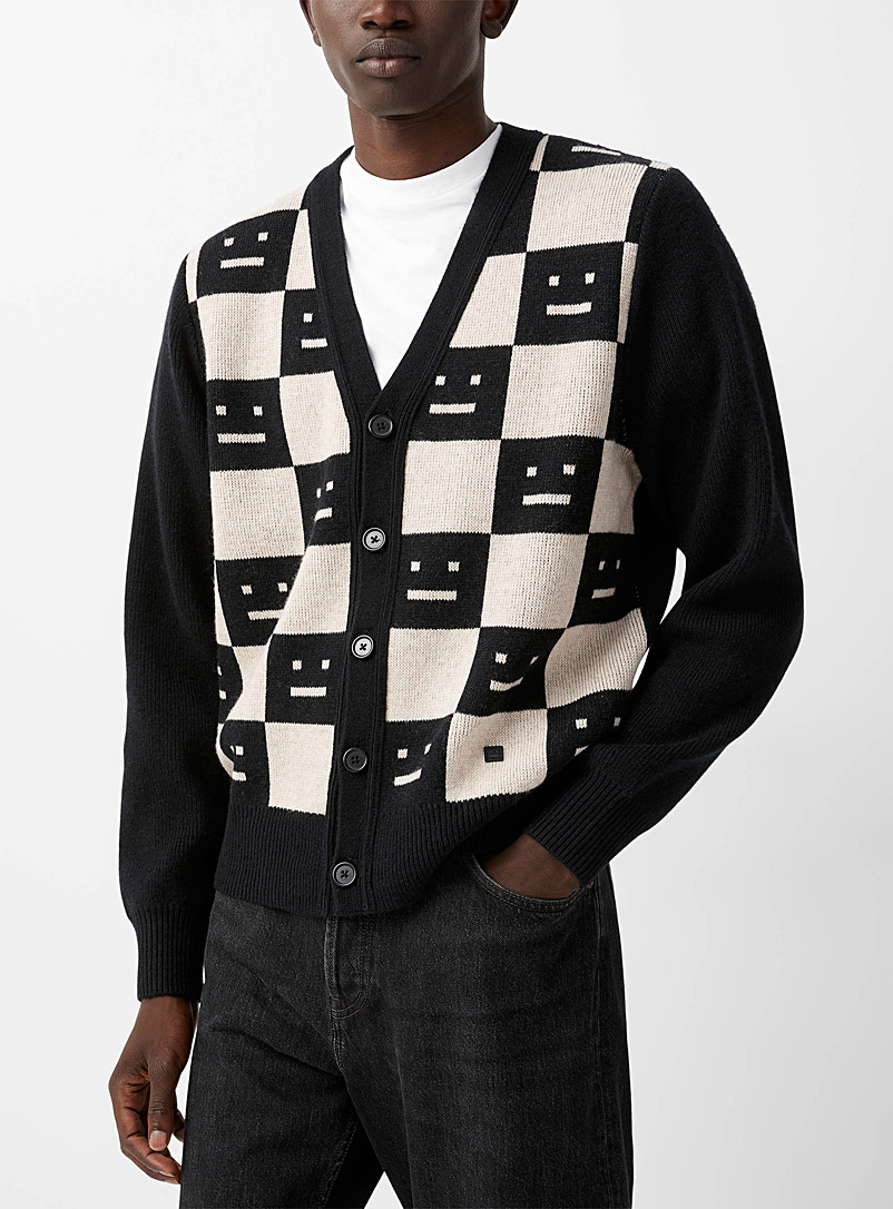 Acne Studios Patterned Black Face black checkerboard cardigan for men