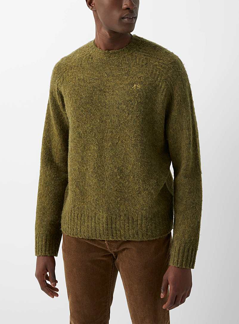 Acne Studios Mossy Green Golden initials olive sweater for men