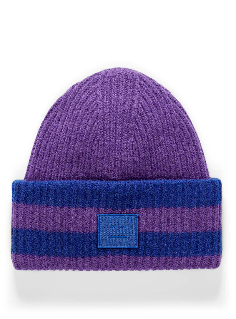 Acne Studios Lilacs Face Pansy Stripe ribbed tuque for men
