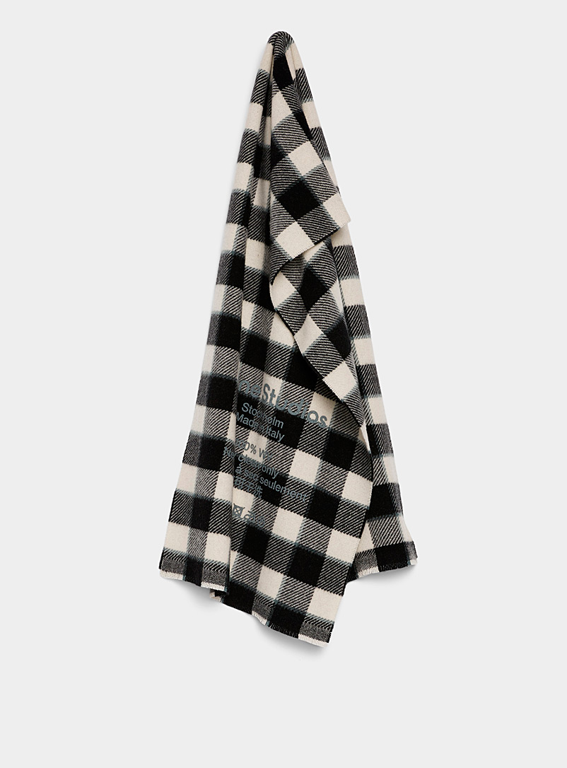 Acne Studios Black Narrow checkered wool scarf for men