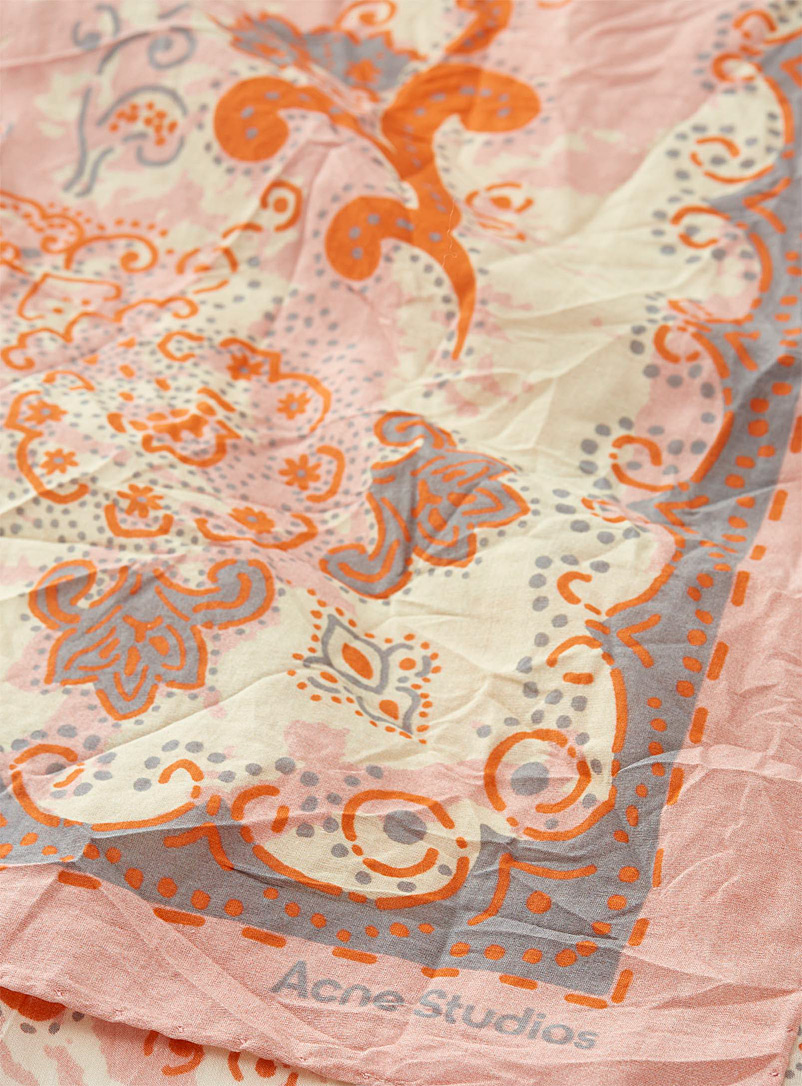 Acne Studios Pink Paisley silk and cotton scarf for men