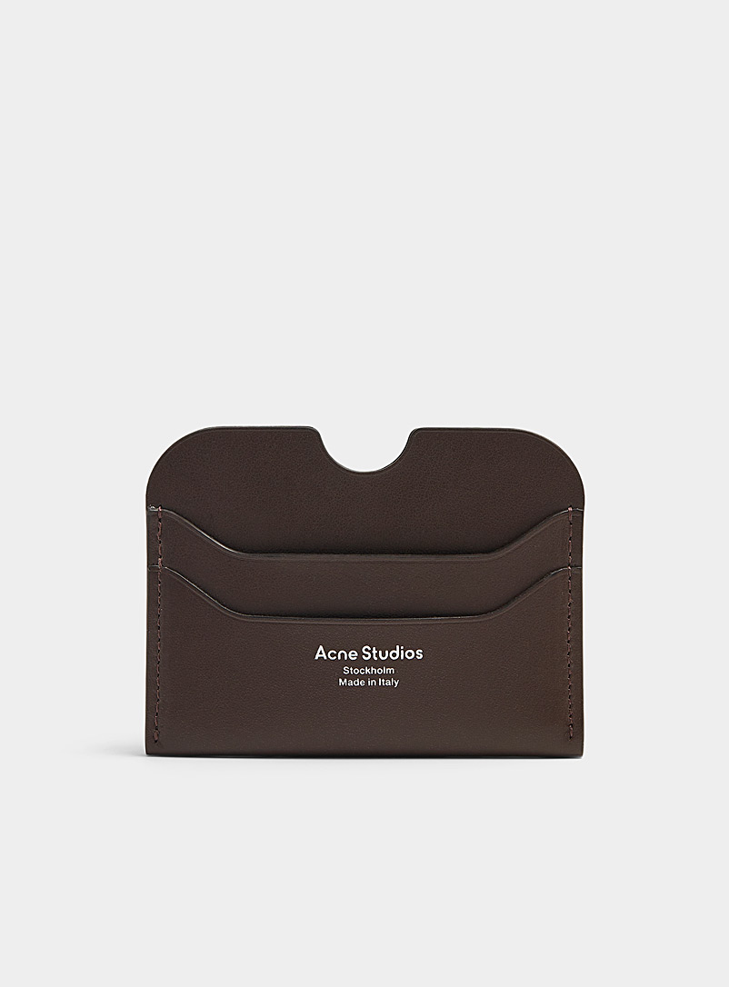 Acne Studios Brown Plain leather card holder for men