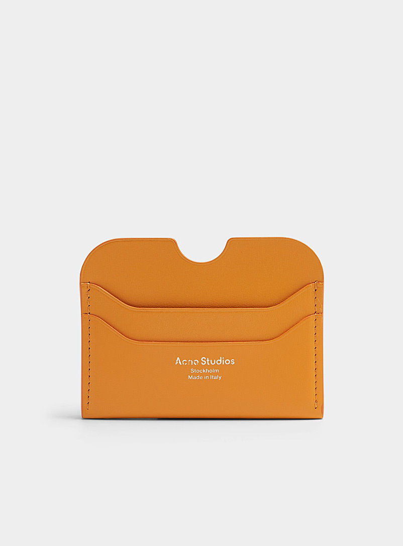 Acne Studios Ochre Yellow Plain leather card holder for men