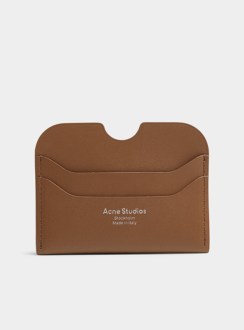 Acne Studios Brown Plain leather card holder for men