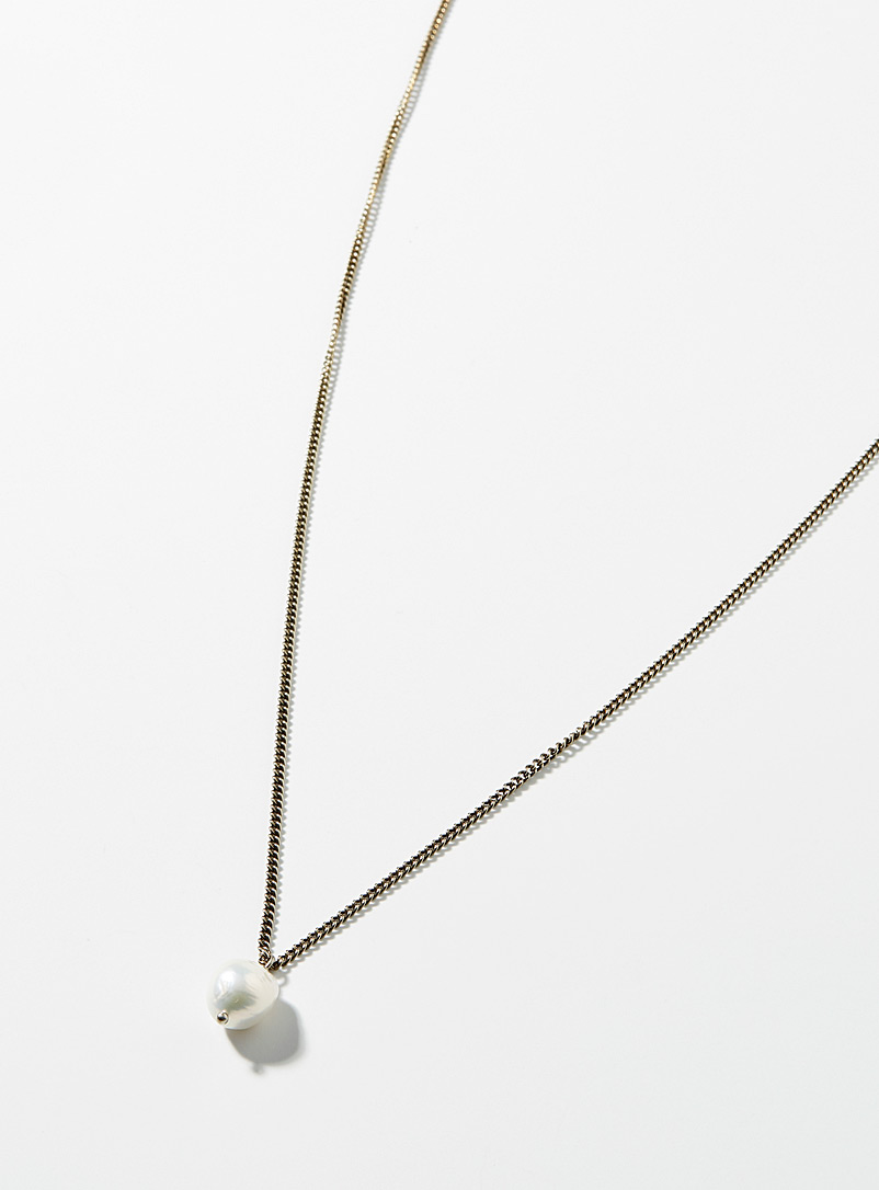 Acne Studios Silver Pearl pendant necklace for men