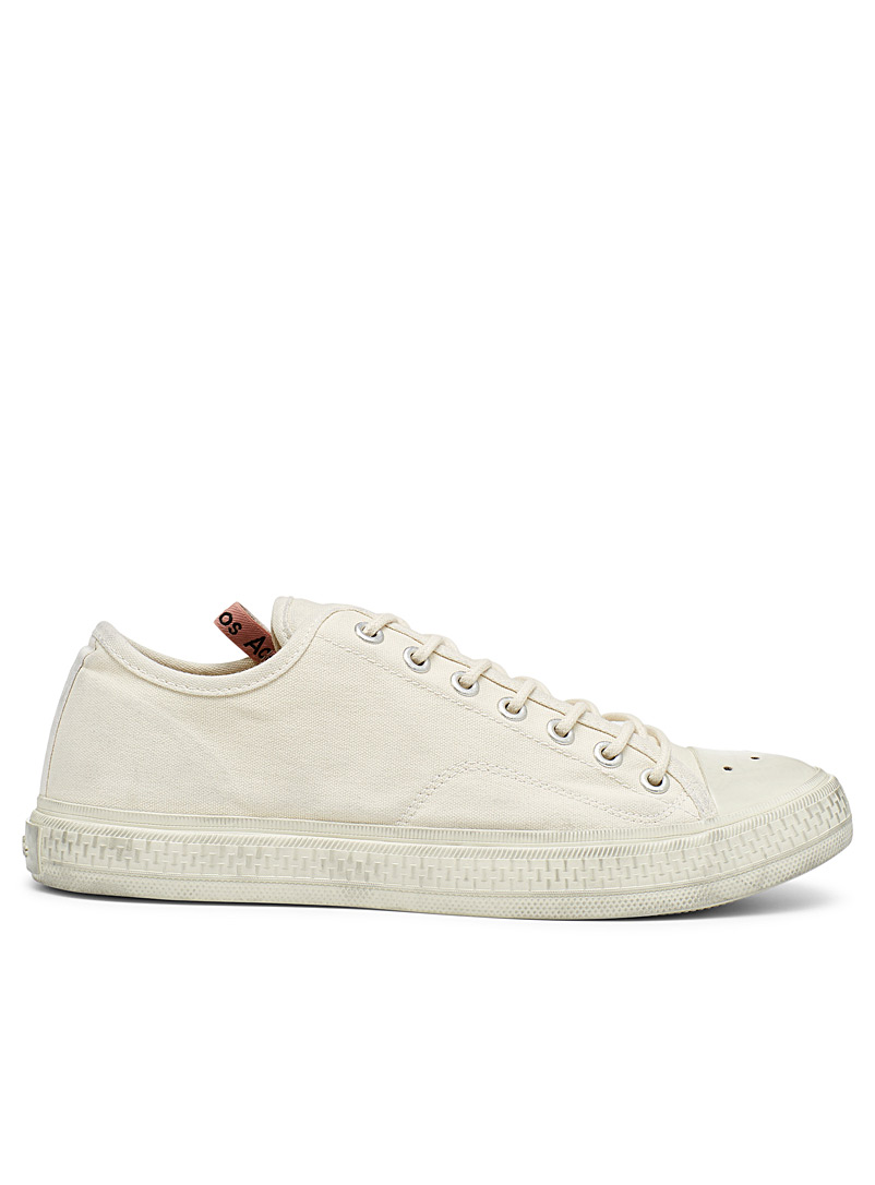 Acne Studios Ivory White Distressed canvas sneakers Men for men