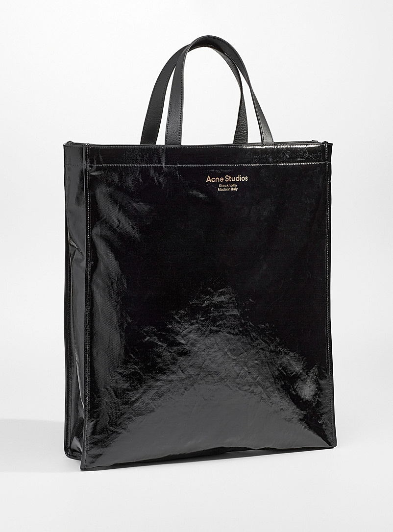 Acne Studios Black Large silver print tote bag for men