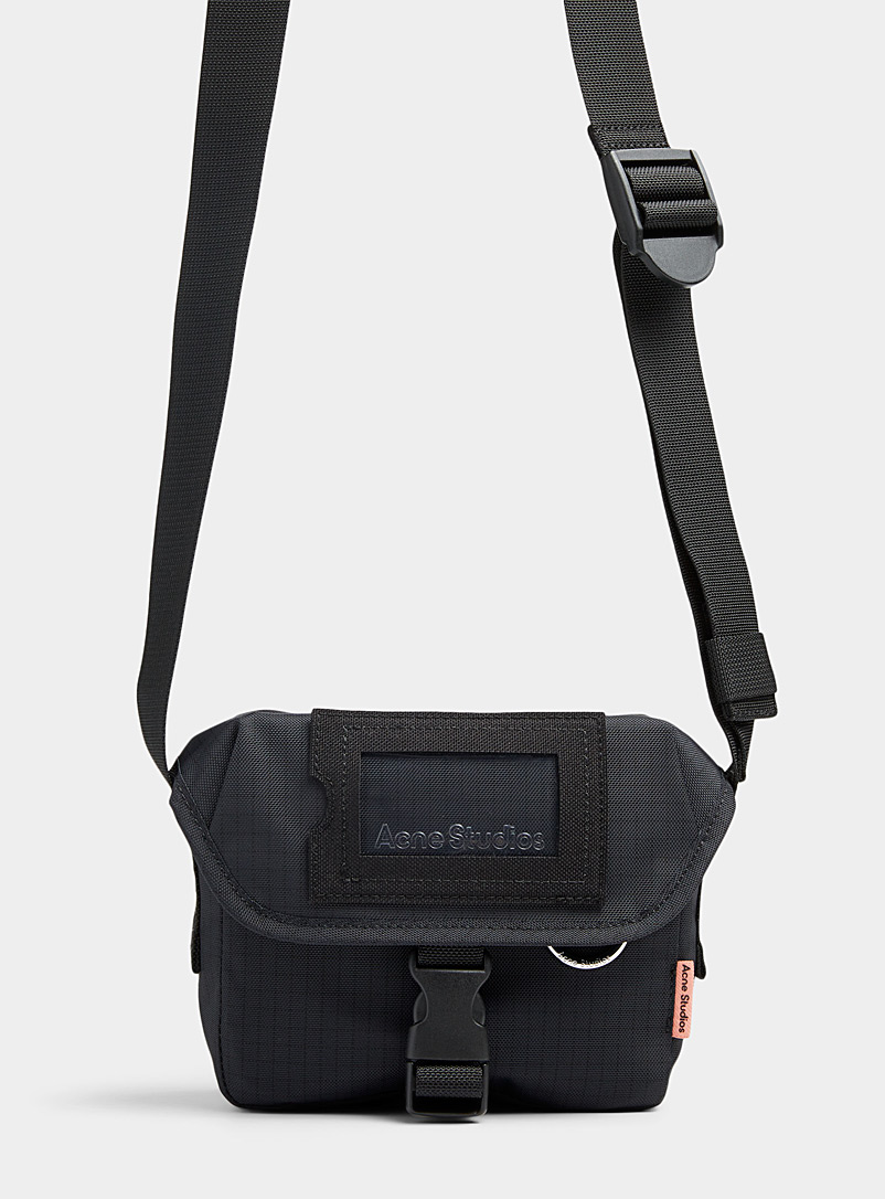 Acne Studios Black Logo patch messenger bag for men