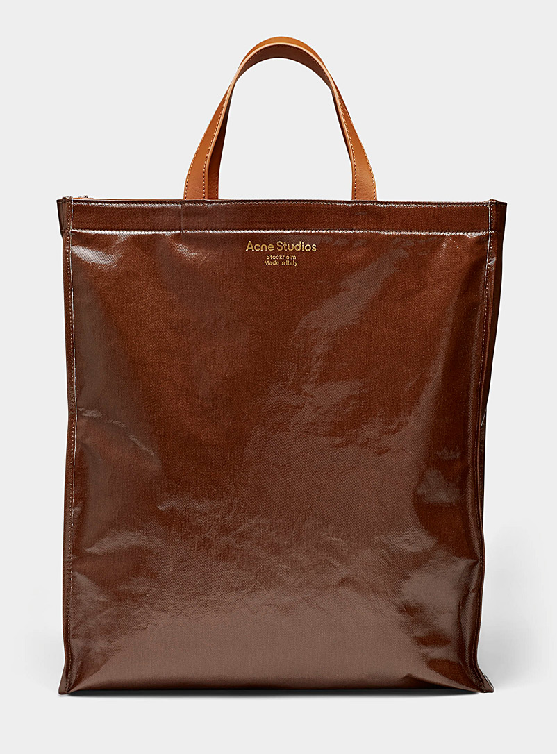 Acne Studios Brown Waxed canvas tote for men