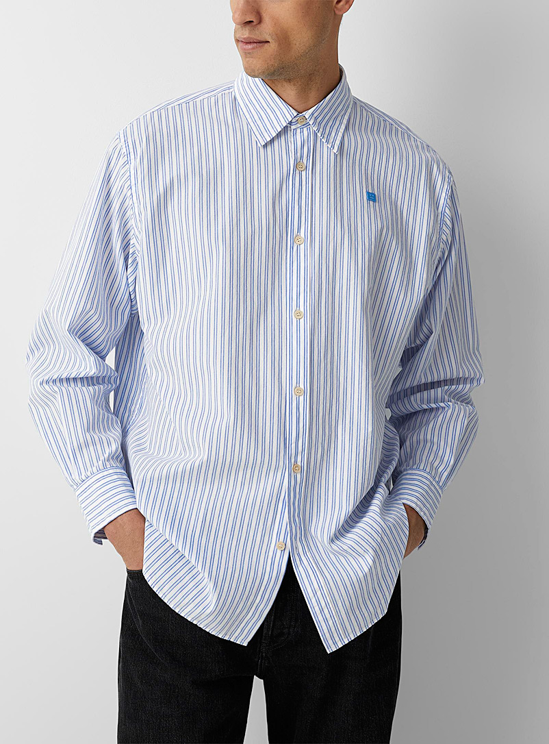 Acne Studios: La chemise rayures verticales Blanc à motifs pour homme