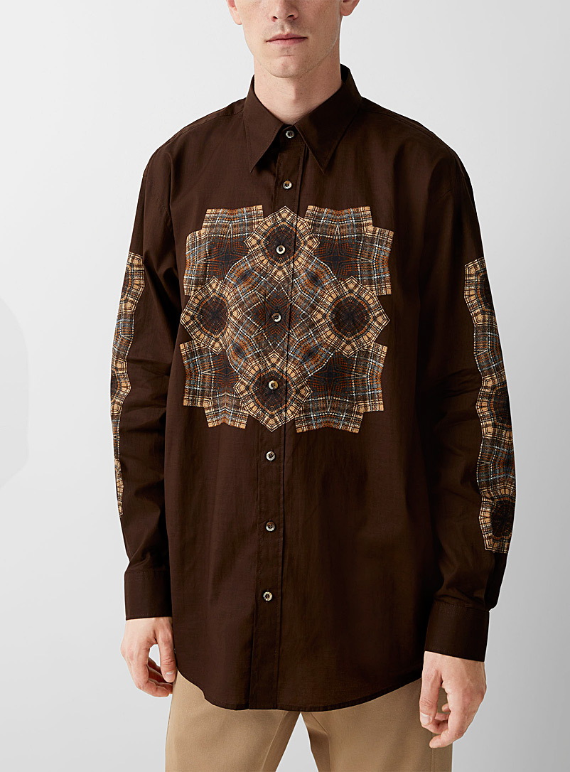 Acne Studios: La chemise mosaïque carreaux Brun pour homme