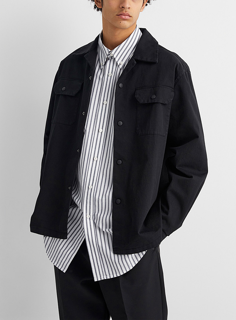 Acne Studios: La chemise travailleur coton extensible Noir pour homme