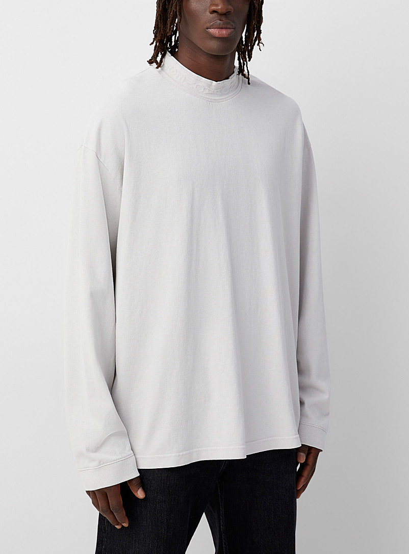 Acne Studios White Embossed signature collar long-sleeve T-shirt for men