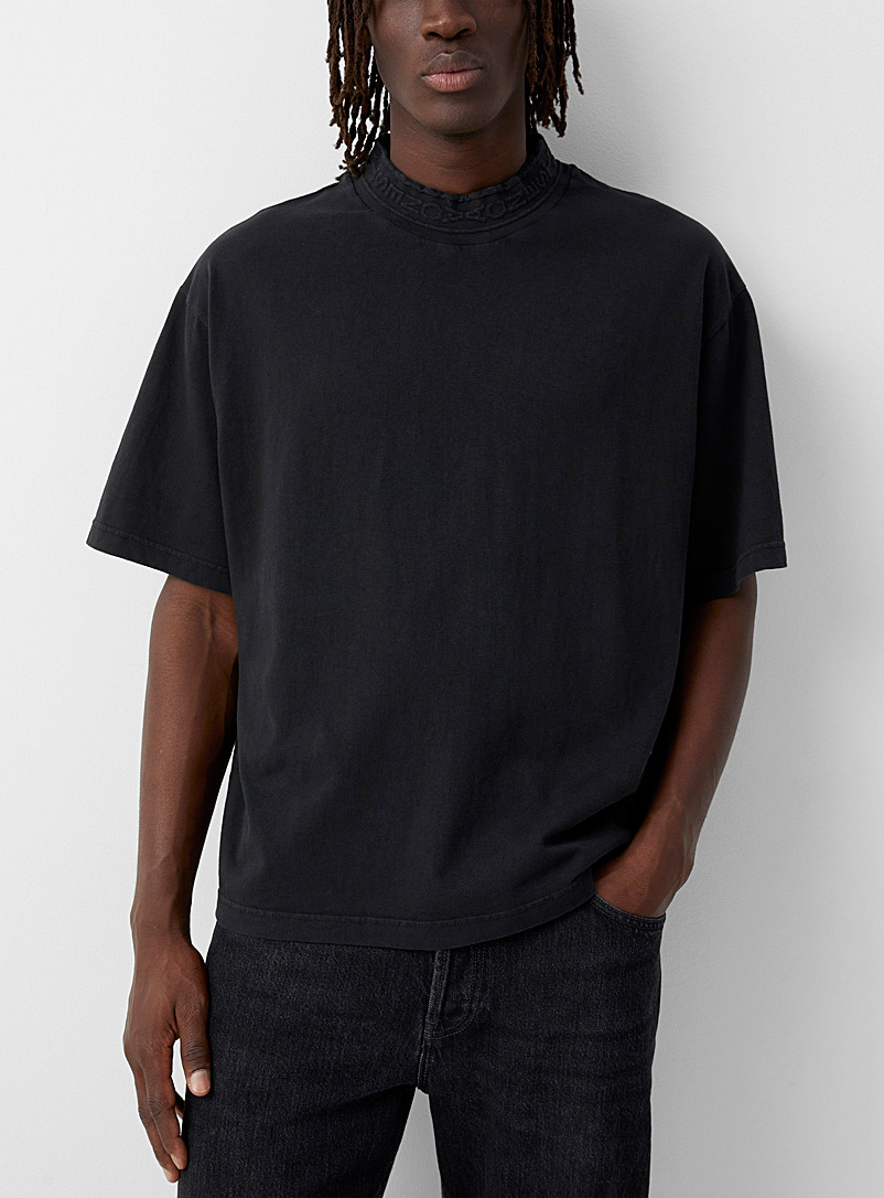 Acne Studios Black Signature collar monochrome T-shirt for men