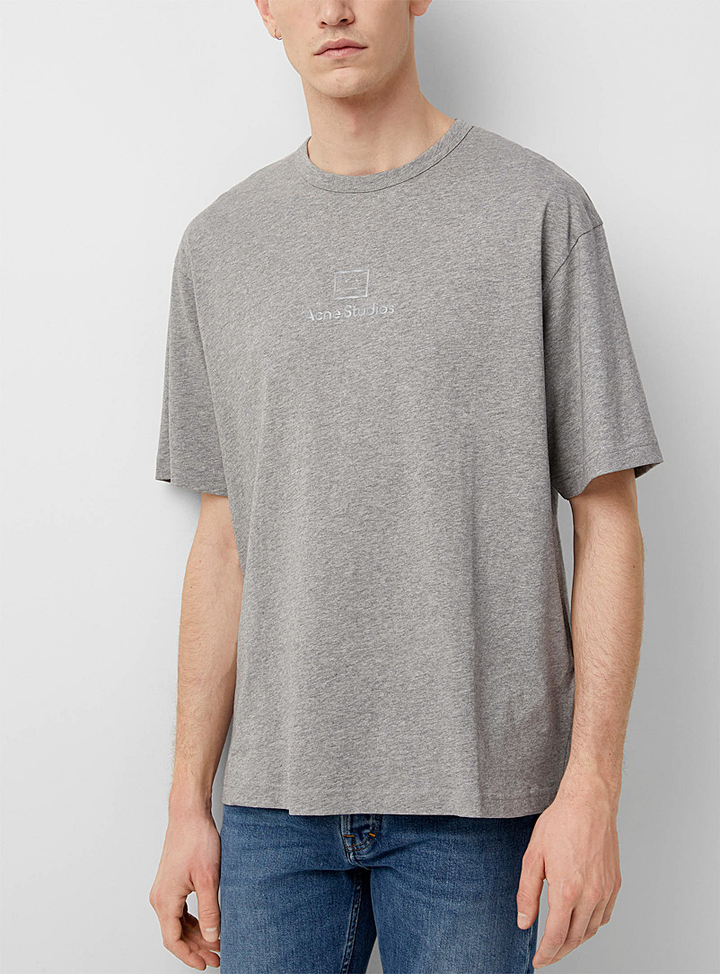 Acne Studios Grey Reflective logo T-shirt for men