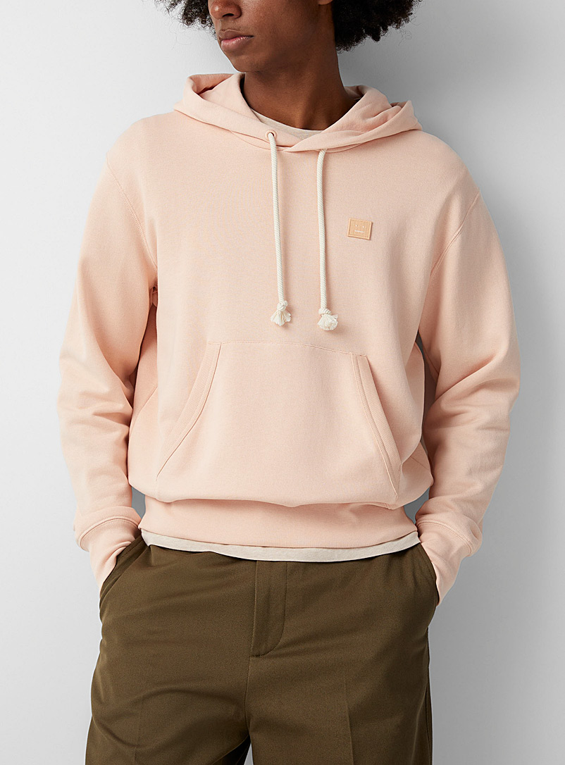 Acne Studios Pink Tonal face logo patch hoodie for men