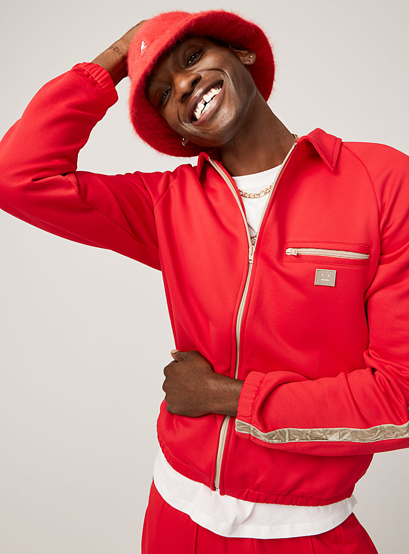 Acne Studios Red Face collar track jacket for men