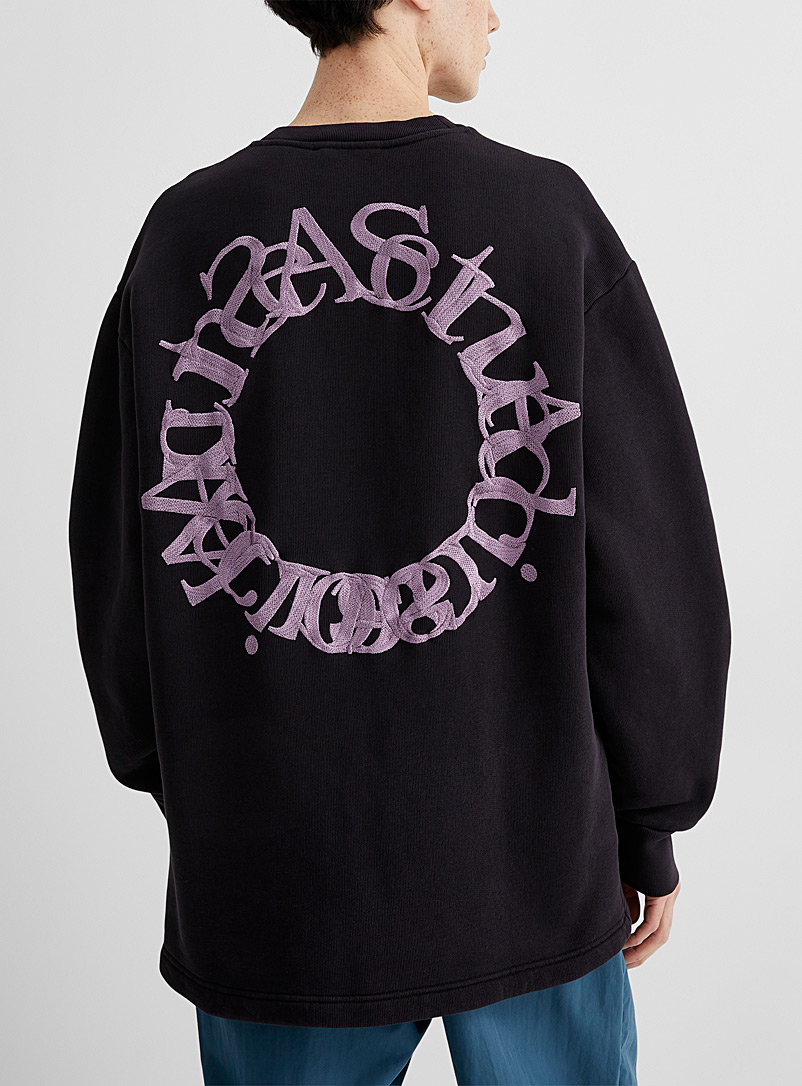 Acne Studios Black Embroidered layered logos sweatshirt for men