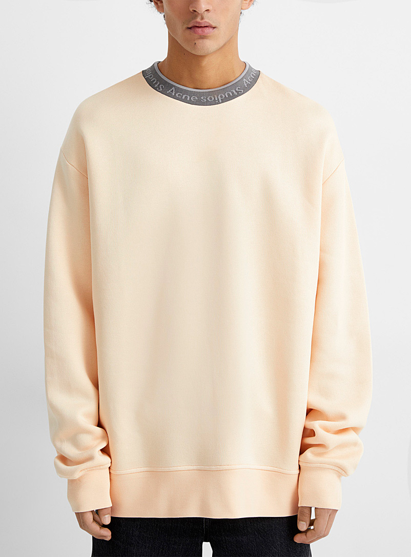 Acne Studios Ivory White Signature collar pink sweatshirt for men