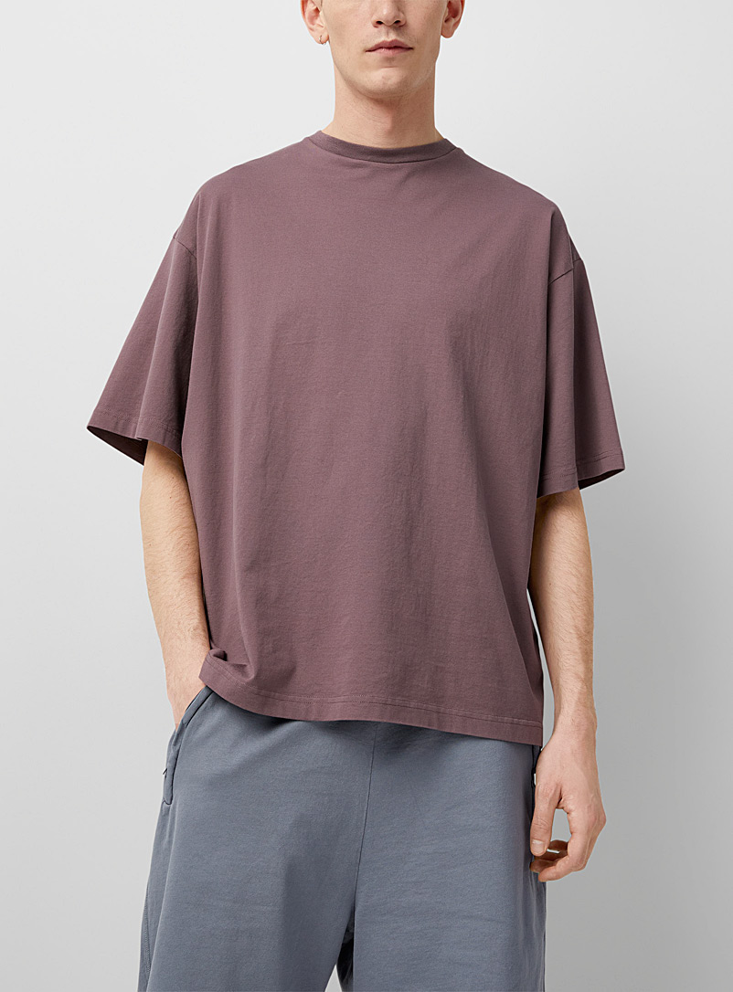 Acne Studios: Le t-shirt minimaliste étiquette latérale Lilas pour homme