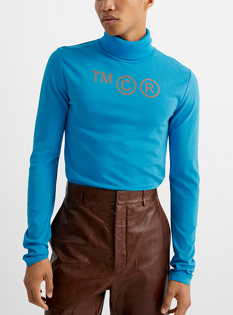 Acne Studios: Le t-shirt col roulé turquoise Bleu pour homme