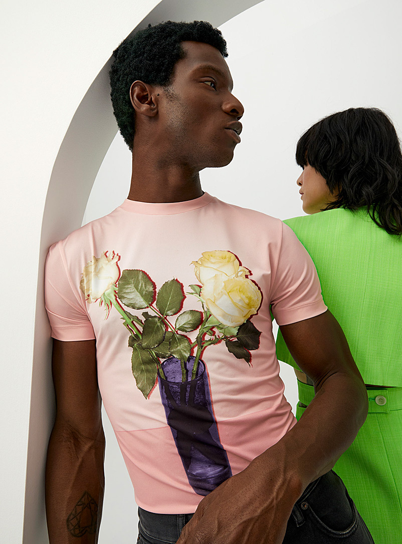 Acne Studios: Le t-shirt bouquet de roses Rose pour homme