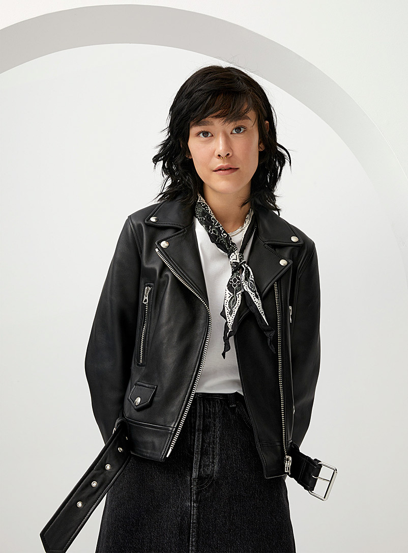 Acne Studios Black Leather biker jacket for women