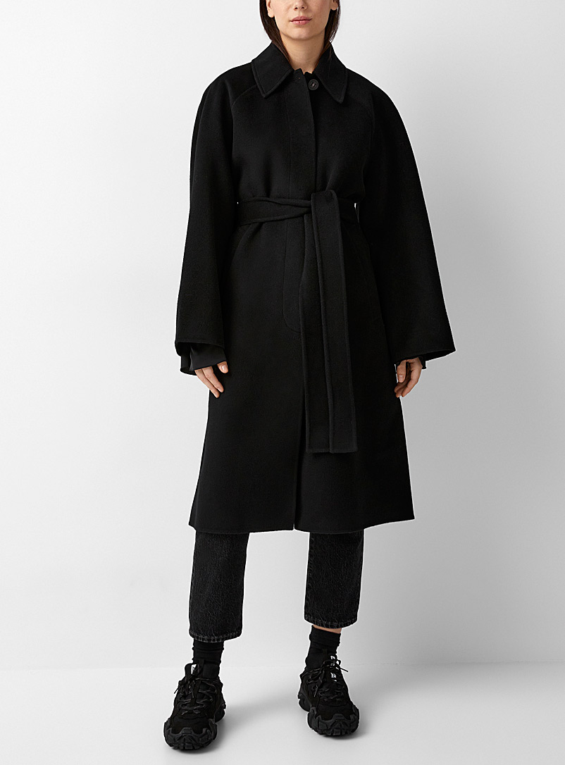 Acne Studios: Le manteau laine double-face Noir pour femme
