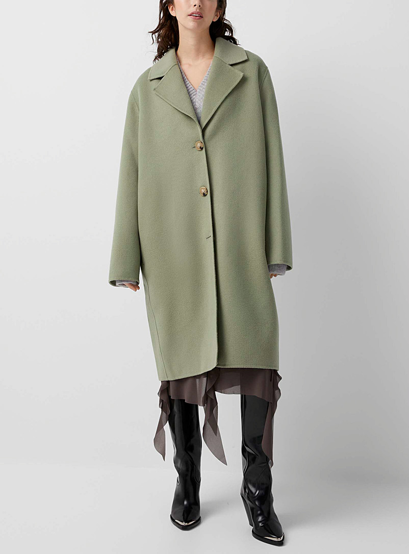 Acne Studios: Le manteau laine double-face vert Vert pâle-lime pour femme