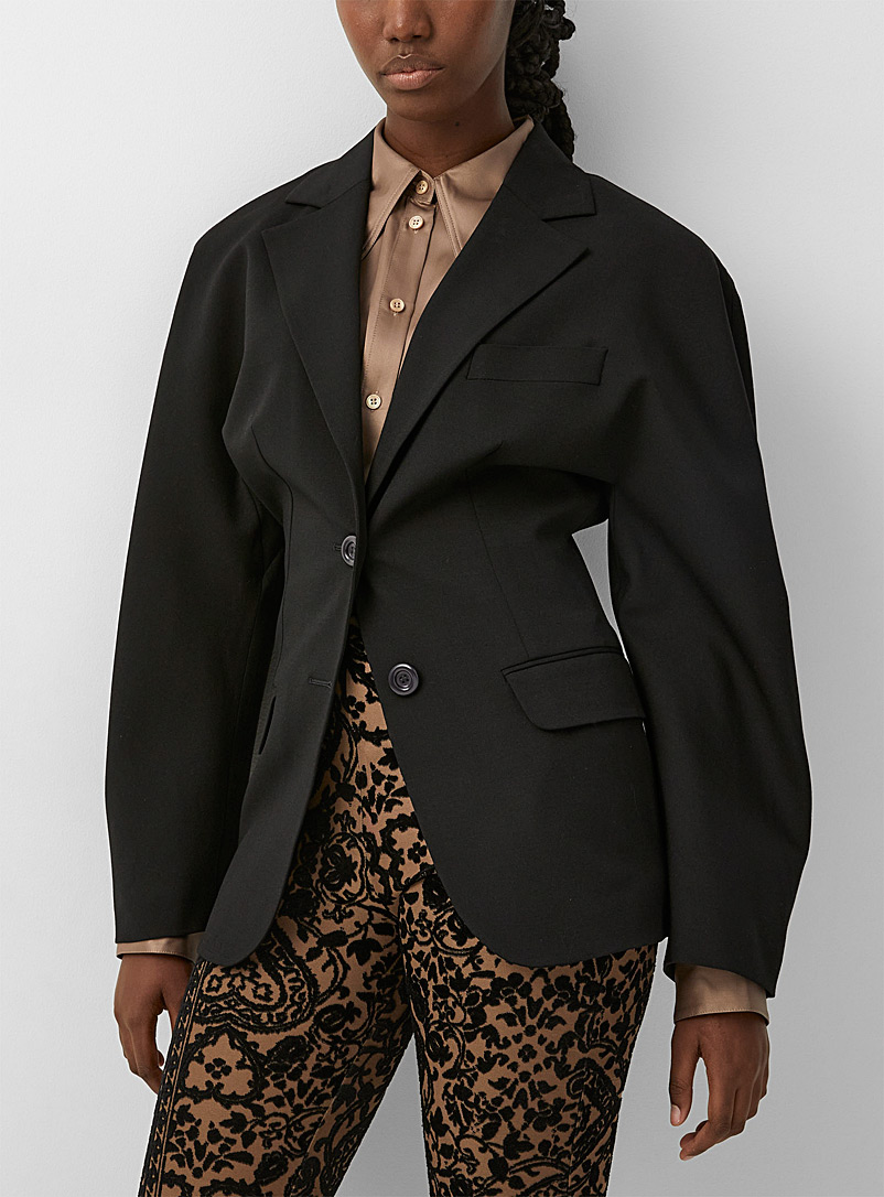 Acne Studios Black Fitted waistline structured blazer for women