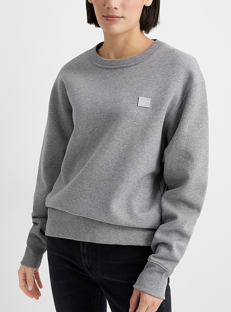 Acne Studios Light Grey Tonal face patch sweatshirt for women