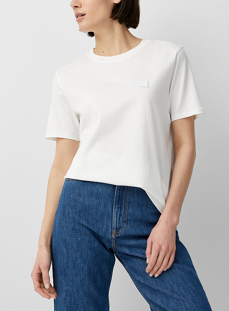 Acne Studios Ivory White Face patch T-shirt for women