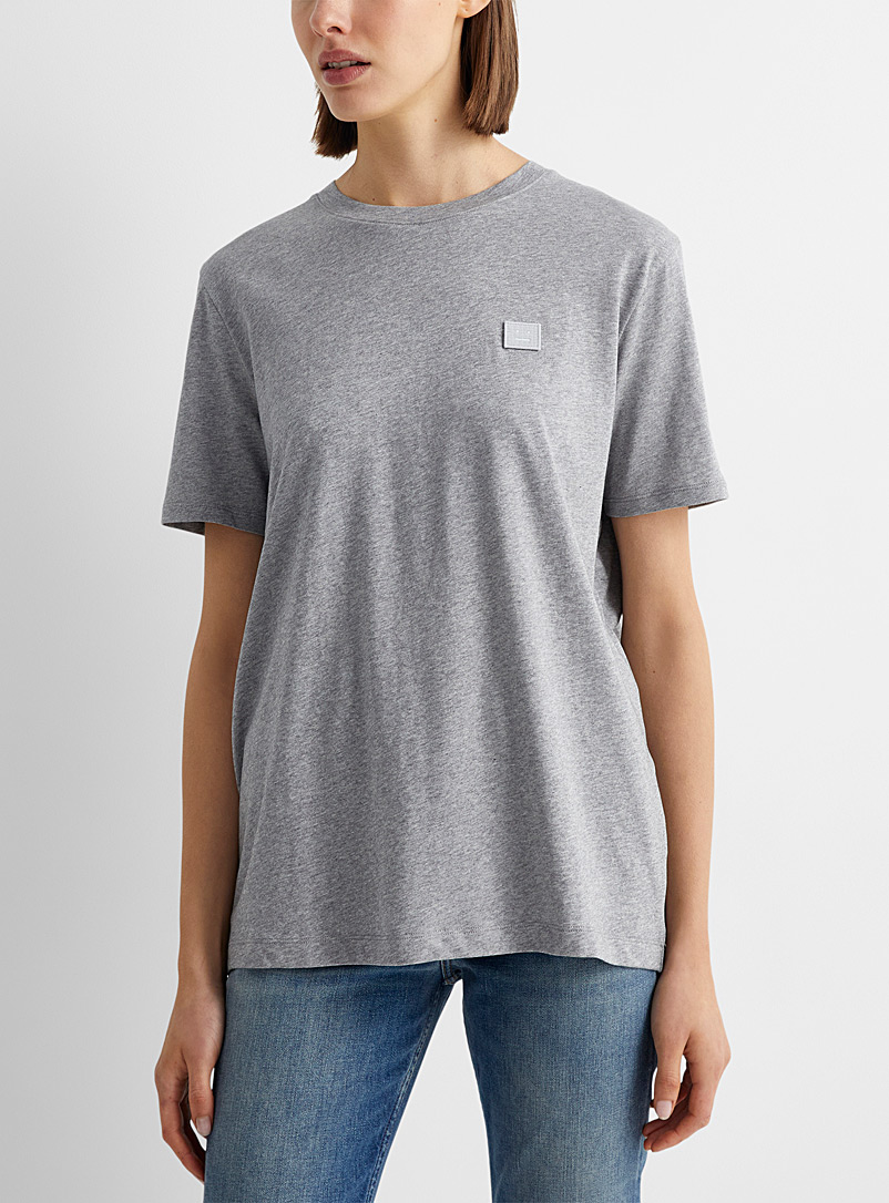 Acne Studios Light Grey Face patch T-shirt for women