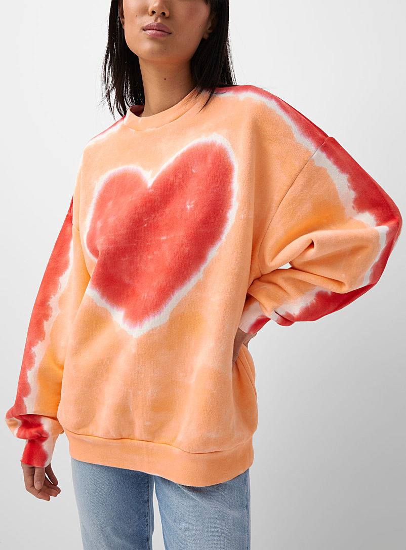 Acne Studios: Le sweat cœur tie-dye Orange pâle pour femme