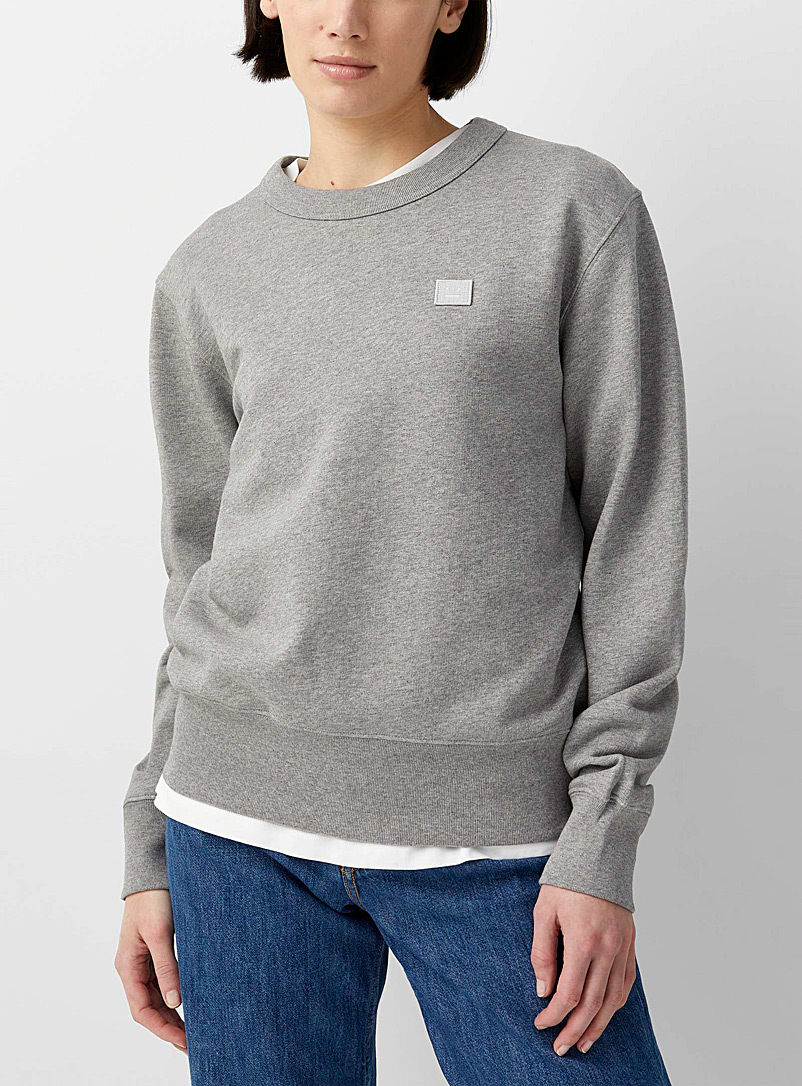 Acne Studios Light Grey Face round collar sweatshirt for women