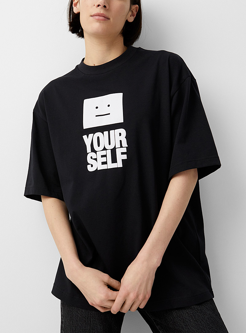 Acne Studios: Le t-shirt In Your Face Noir pour femme