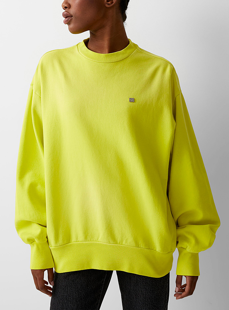 Acne Studios Bright Yellow Face round collar sweatshirt for women