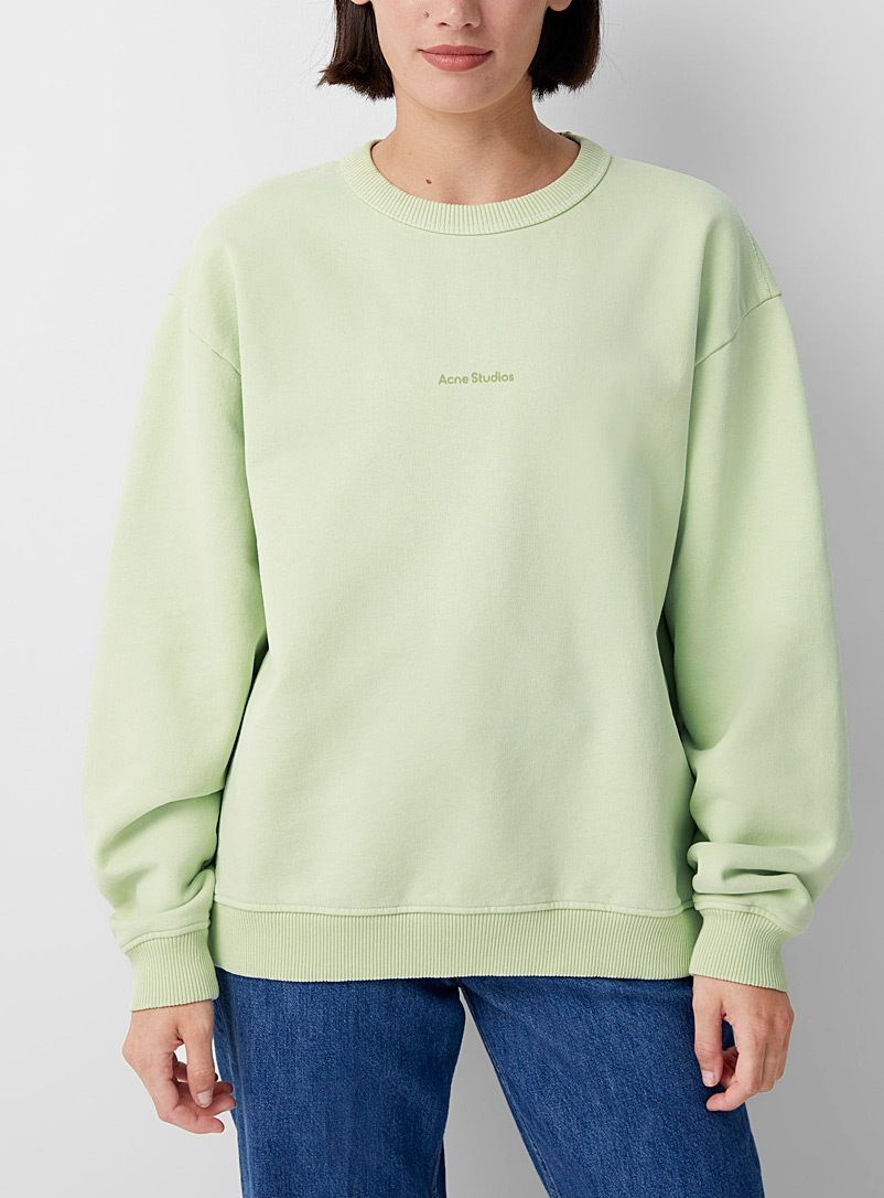 Acne Studios Lime Green Logo crew-neck sweatshirt for women