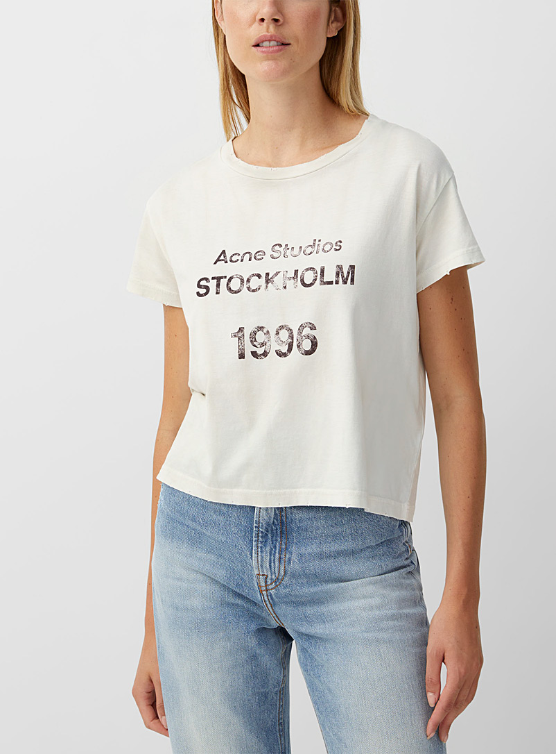 Acne Studios: Le t-shirt Stockholm 1996 Vert pâle-lime pour femme