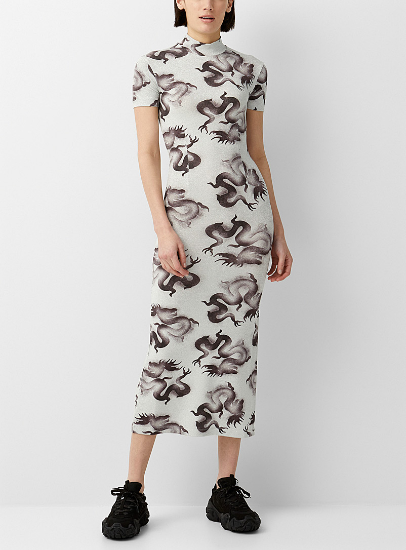 Acne Studios Patterned Grey Dragon print dress for women