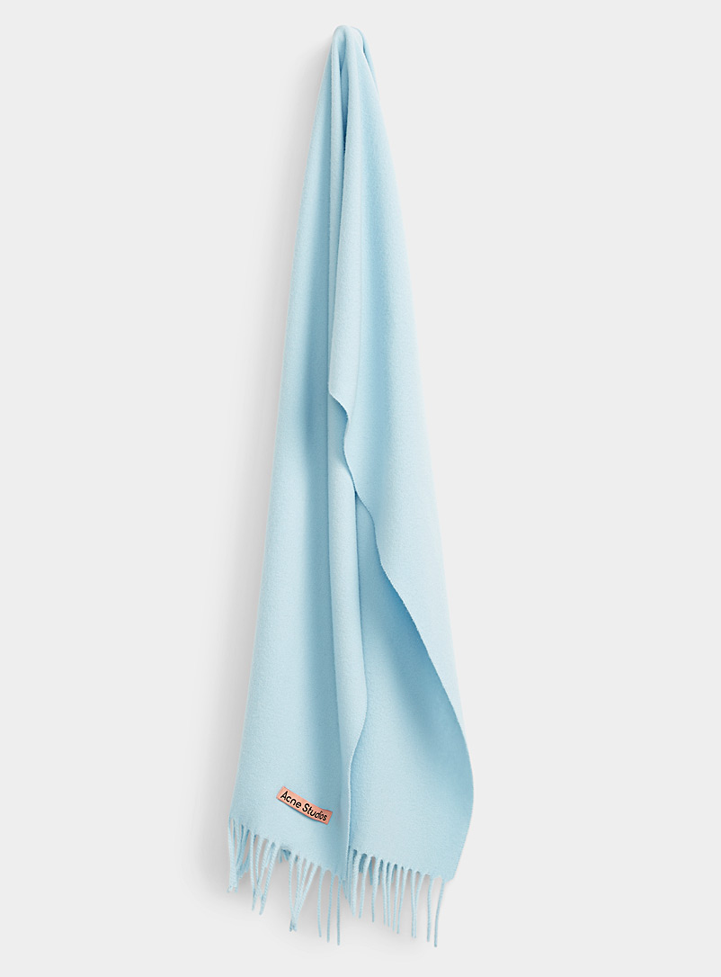 Acne Studios: L'écharpe étroite laine Bleu pâle-bleu poudre pour femme
