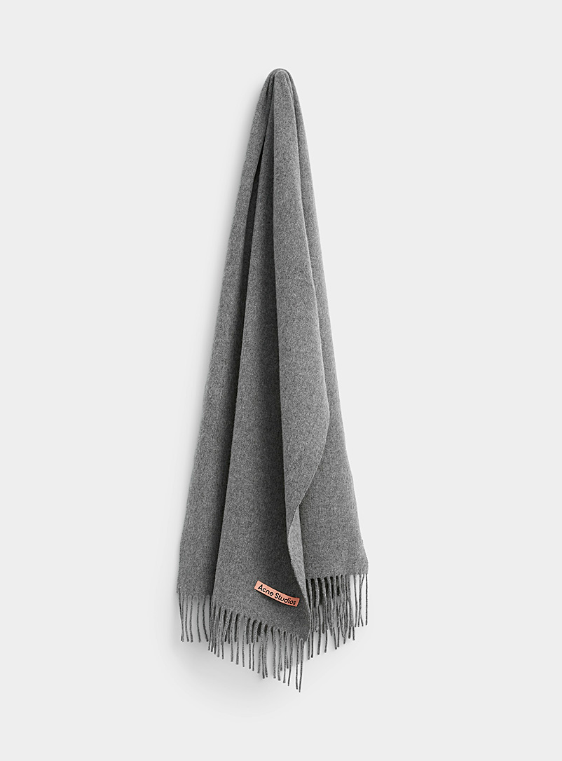Acne Studios Patterned Grey Narrow wool scarf for women
