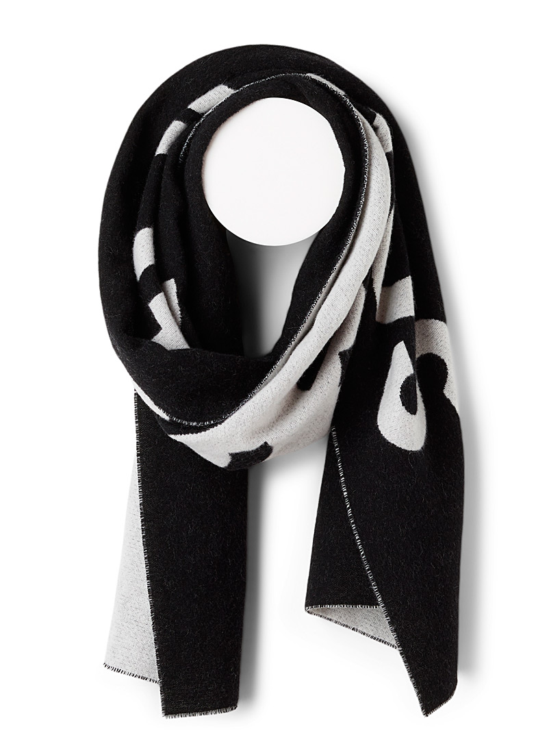 Acne Studios Black and White Signature jacquard scarf for women