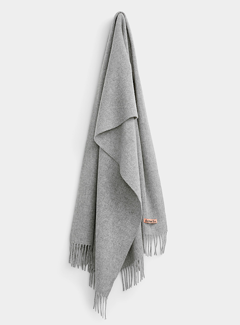 Acne Studios Light Grey Oversized wool scarf for women