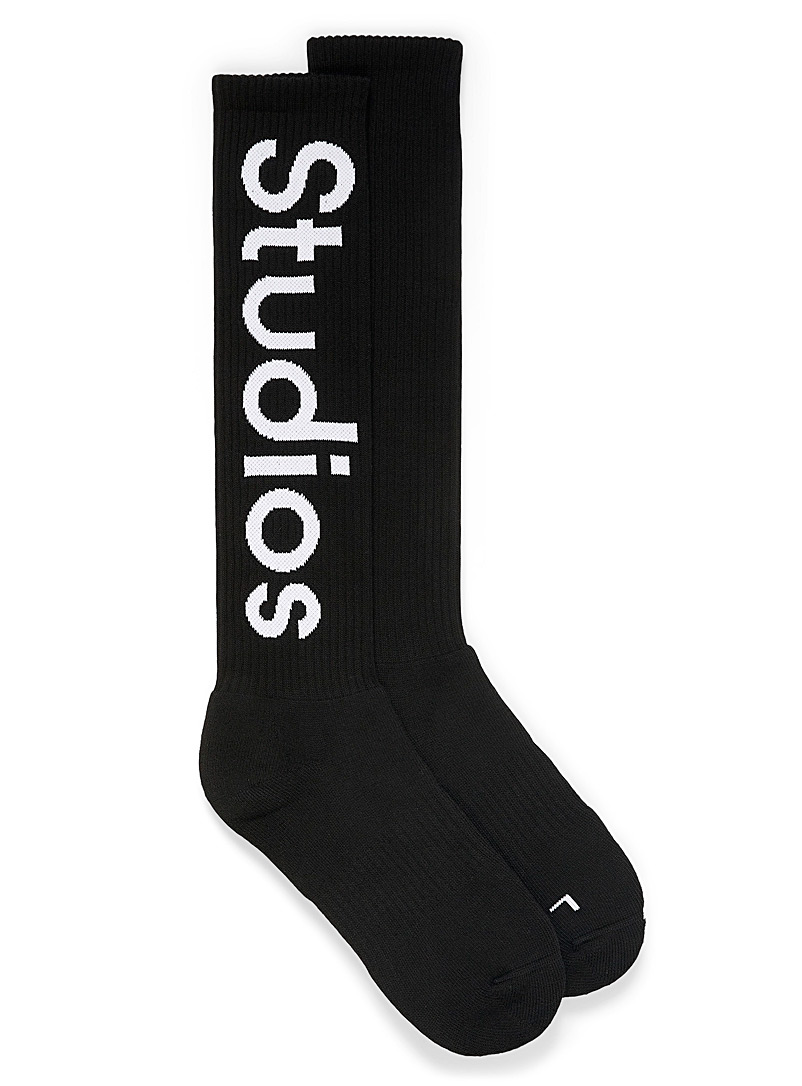 Acne Studios Black Contrast signature athletic socks for women