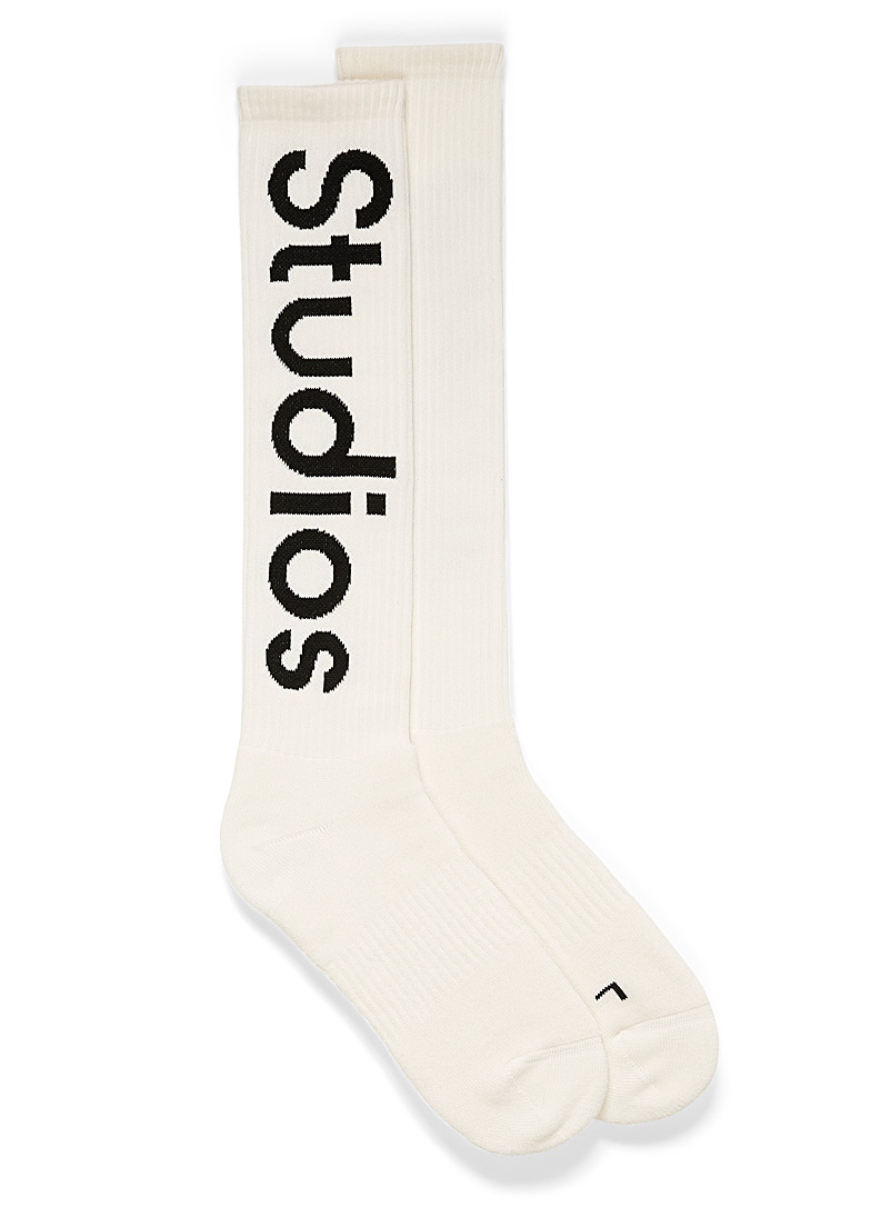 Acne Studios Ivory White Contrast signature athletic socks for women