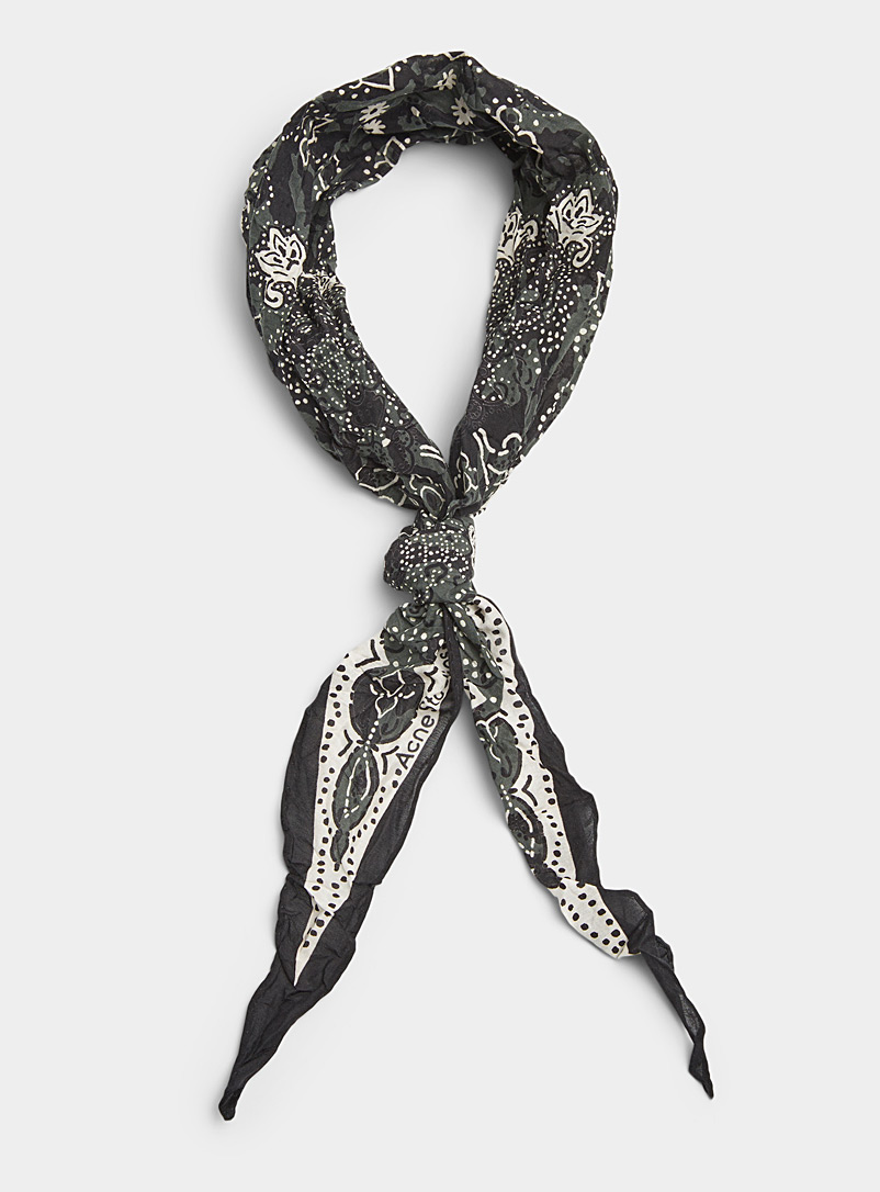 Acne Studios: Le foulard en diamants paisley Noir à motifs pour femme