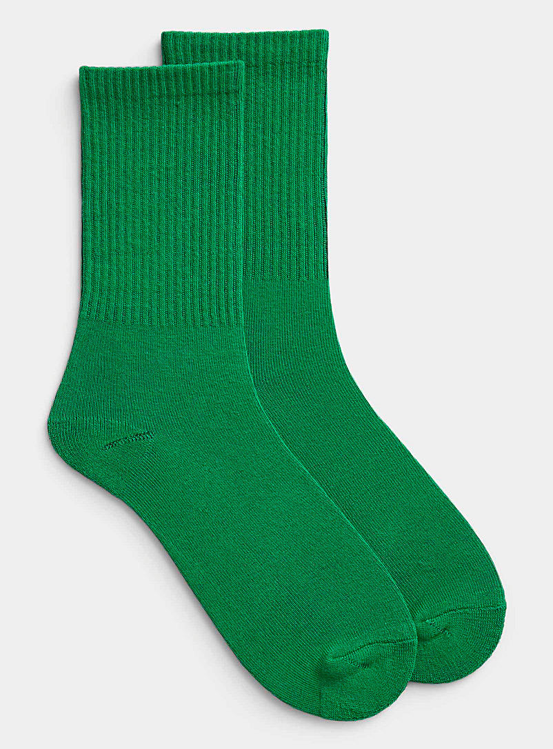 Le 31 Mossy Green Solid athletic socks for men